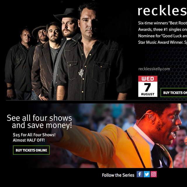 Website design for River Rock Concert Series in Salem. Cuffe Sohn Design Salem Oregon.